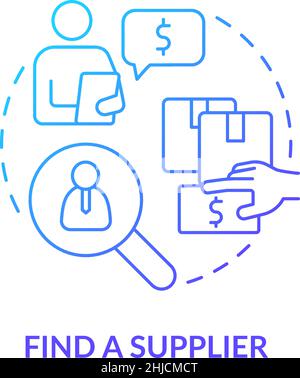 Find supplier blue gradient concept icon Stock Vector