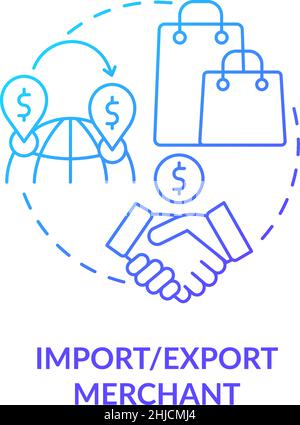 Import and export merchant blue gradient concept icon Stock Vector