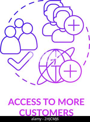 Access to more customers purple gradient concept icon Stock Vector