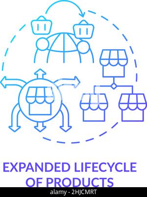 Expanded lifecycle of products blue gradient concept icon Stock Vector