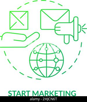 Start marketing green gradient concept icon Stock Vector