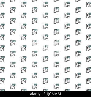 Artificial intelligence, robot with sound waves, chatbot, voice recognition pattern with various icons. Stock Vector