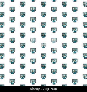 Robot arm presses on the button pattern with various icons. Stock Vector