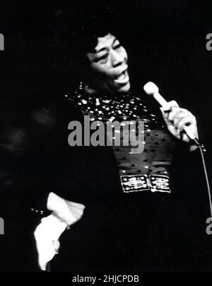 American Jazz singer Ella Fitzgerald, performing in 1972. Stock Photo