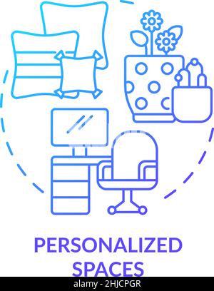 Personalized spaces blue gradient concept icon Stock Vector