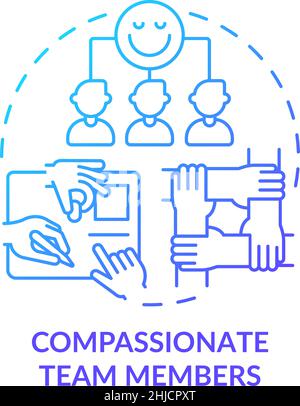 Compassionate team members blue gradient concept icon Stock Vector