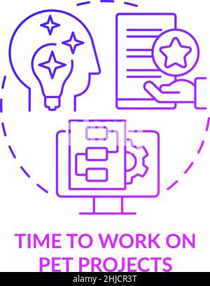 Time to work on pet projects purple gradient concept icon Stock Vector