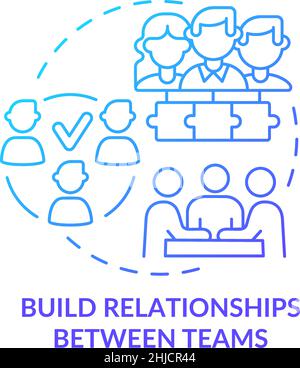 Build relationships between teams blue gradient concept icon Stock Vector