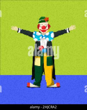 Pixel art clown vector icon Stock Vector