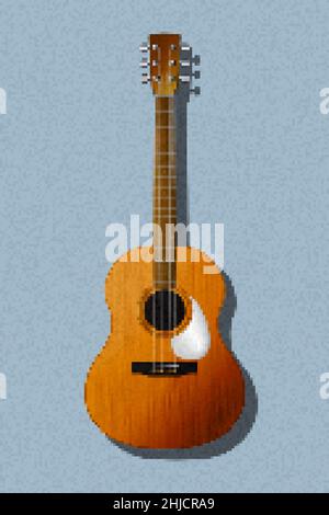 Pixel art guitar vector icon Stock Vector