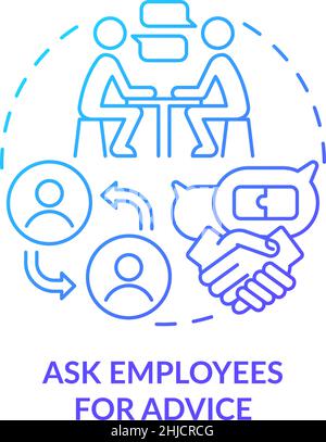Ask employees for advice blue gradient concept icon Stock Vector