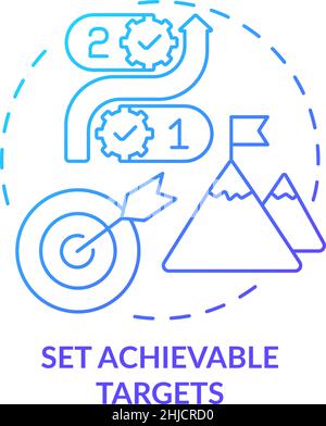 Set achievable targets blue gradient concept icon Stock Vector