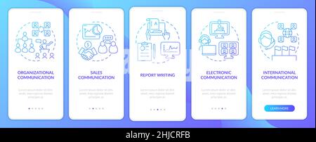 Corporate communication forms blue gradient onboarding mobile app screen Stock Vector