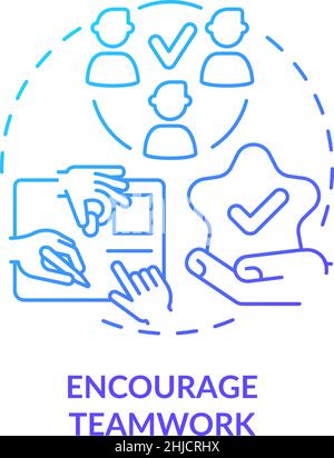 Encourage teamwork blue gradient concept icon Stock Vector