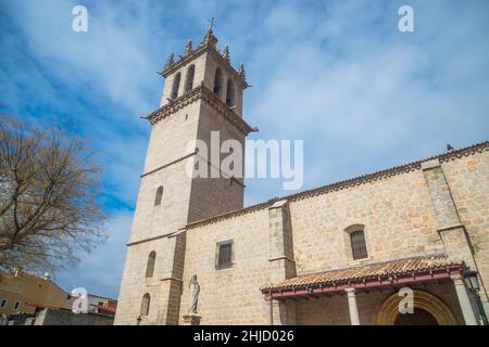 Facade of Nuestra Señora de la Asuncion church. Colmenar Viejo, Madrid province, Spain. Stock Photo