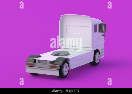 Truck on violet background. Transport company. Transportation of heavy loads. Delivery service. International transportation. 3d render Stock Photo