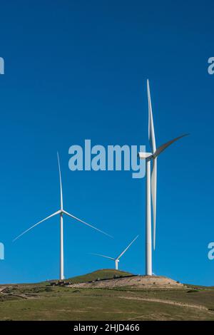 The Strauss Wind Energy Project located in Santa Barbara County close the Lompoc, California. It is the first wind project on the California coast. Stock Photo