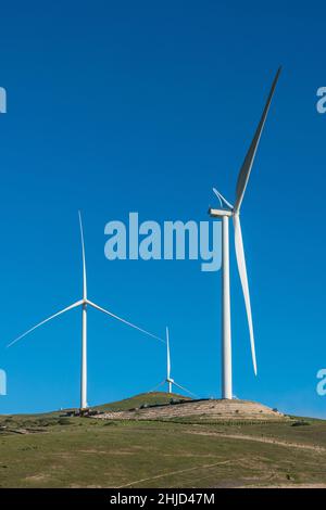 The Strauss Wind Energy Project located in Santa Barbara County close the Lompoc, California. It is the first wind project on the California coast. Stock Photo