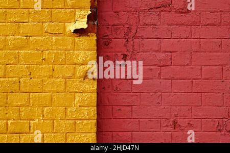 Red and yellow brick wall background Stock Photo
