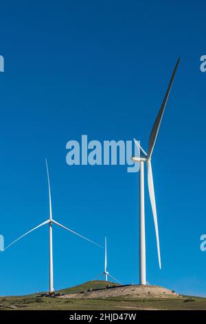 The Strauss Wind Energy Project located in Santa Barbara County close the Lompoc, California. It is the first wind project on the California coast. Stock Photo