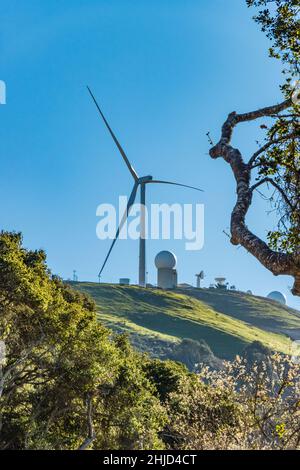 The Strauss Wind Energy Project located in Santa Barbara County close the Lompoc, California. It is the first wind project on the California coast. Stock Photo