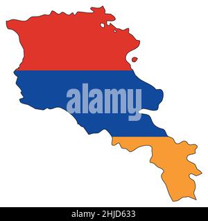 Armenia map with flag - outline of a state with a national flag Stock Vector