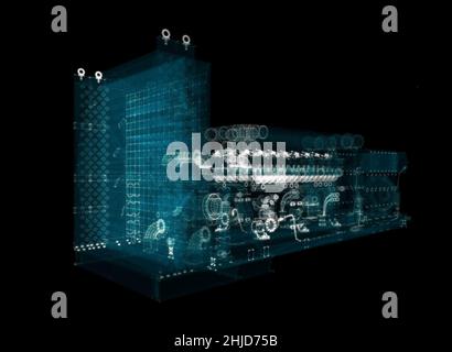 Hologram Large industrial Diesel generator. Energy Concept Stock Photo