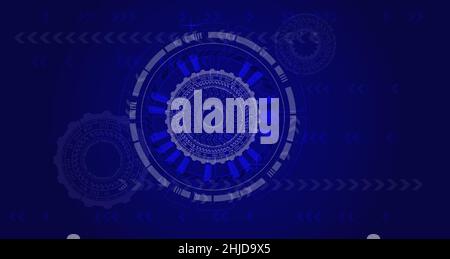technological abstract background with pie charts on a dark blue background. Innovation concept, data processing and storage Stock Vector