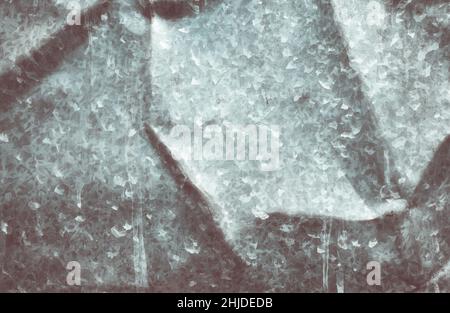 Retro color toned picture of an old creased metal sheet, dark abstract grunge background or texture. Stock Photo
