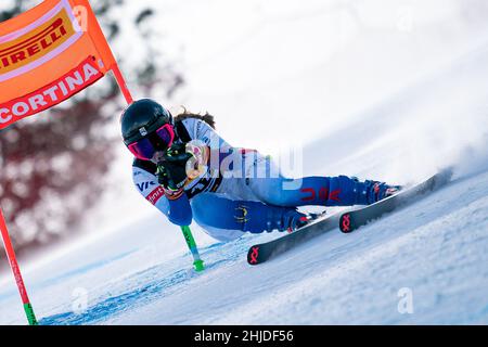 Cortina d'Ampezzo, Italy. 22 January 2022. WILKINSON Alix (USA) Ski World Cup Women's Downhill on the Olympia delle Tofane. Stock Photo