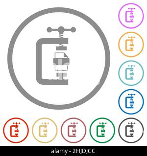 File compression solid flat color icons in round outlines on white background Stock Vector