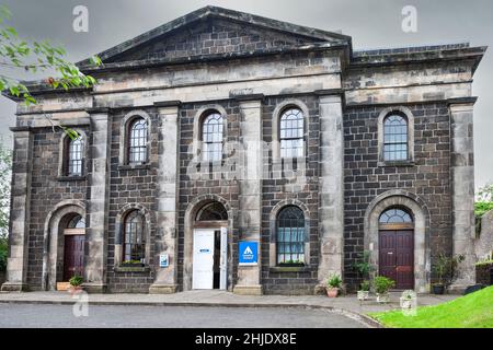 Front elevation of the Youth Hostel in Stirling city centre,, Scotland, UK. The front facade is the only remaining part of the former Erskine Marykirk Stock Photo