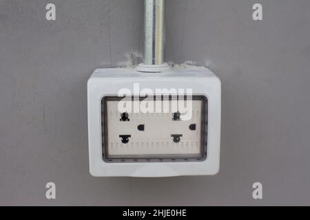 British wall double plug socket Stock Photo