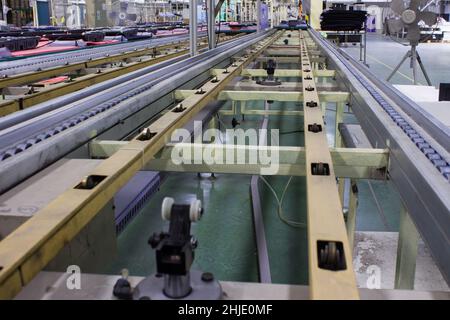 The chain and shaft drive Line Conveyor Stock Photo