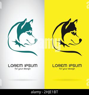 Vector of a dog siberian husky design on white background and yellow background, Logo, Symbol. Easy editable layered vector illustration. Stock Vector