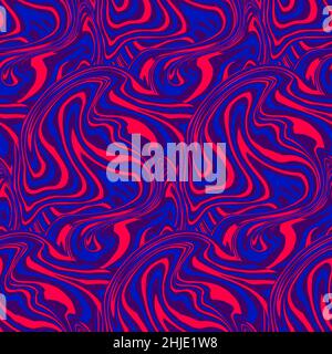 Abstract Red and Blue Marble Texture Vector Seamless Pattern Design Stock Vector