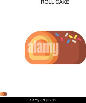 Sweet roll cake. Chocolate swiss roll. Collection of cakes. Flat vector ...