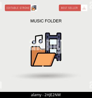 Music folder Simple vector icon. Stock Vector