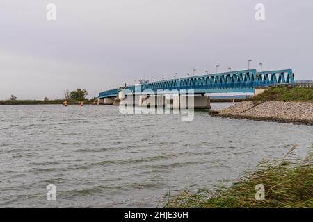 The Zecherin bridge over the Peenestrom, seen in Zecherin, Mecklenburg-Western Pomerania, Germany Stock Photo