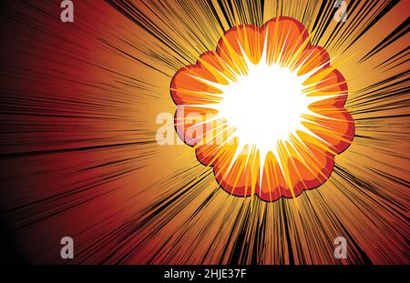 Dynamic Comic Book Explosion Design Red Orange Yellow Burst Effect Stock Vector
