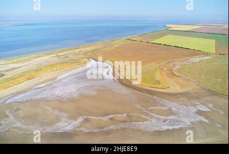 Abstract photography of the ground from the air, aerial view, abstract expressionism, contemporary photographic art, abstract naturalism. Stock Photo