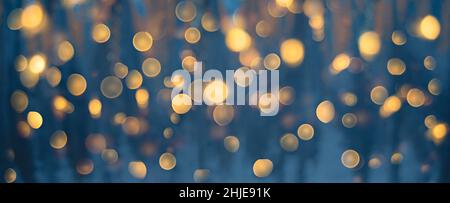 Blurred blue texture background with golden bokeh Stock Photo