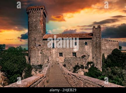 Italy Lazio Montalto di Castro - archaeological park of Vulci - Bridge and caste Stock Photo