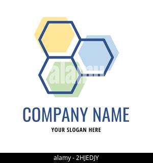 simple hexagon or honeycomb logo. lineal color style vector. logos for technology companies. Stock Photo