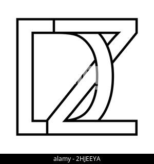 Logo sign dz, zd icon nft dz interlaced letters d z Stock Vector