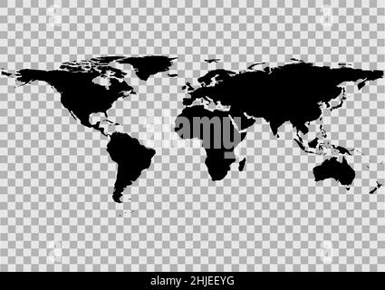 Silhouette world map isolated on transparency background vector illustration. Stock Vector