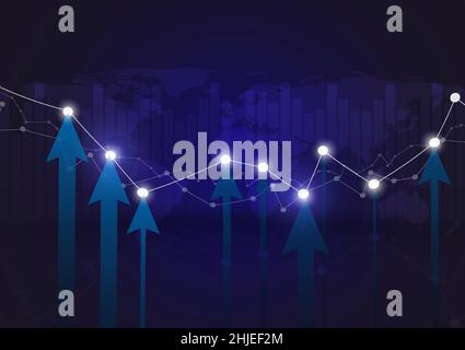 Business abstract background. Line column graph type arrow symbol. Digital furturistic concept. Global trend vector illustration. Stock Vector