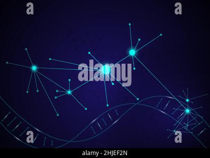 Abstract molecule structure background. DNA science line and polygonal connecting concept. Graphic visualization vector illustrator. Stock Vector