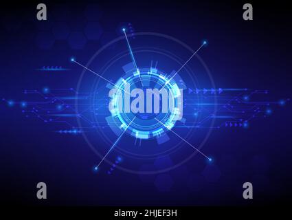 Abstract futuristic technology background. Digital circuit line and curve polygonal connecting concept. Graphic science visualization vector illustrat Stock Vector