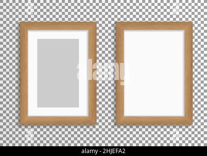 whitewash paint empty photo image frame. Mock up for composition object with shadow. Realistic vertical isolated template. Vector illustrator. Stock Vector